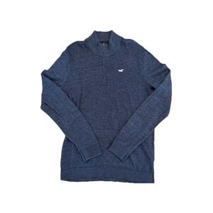 Hollister Men's Quarter-Zip Pullover Sweater – Medium – Blue Heather Surf